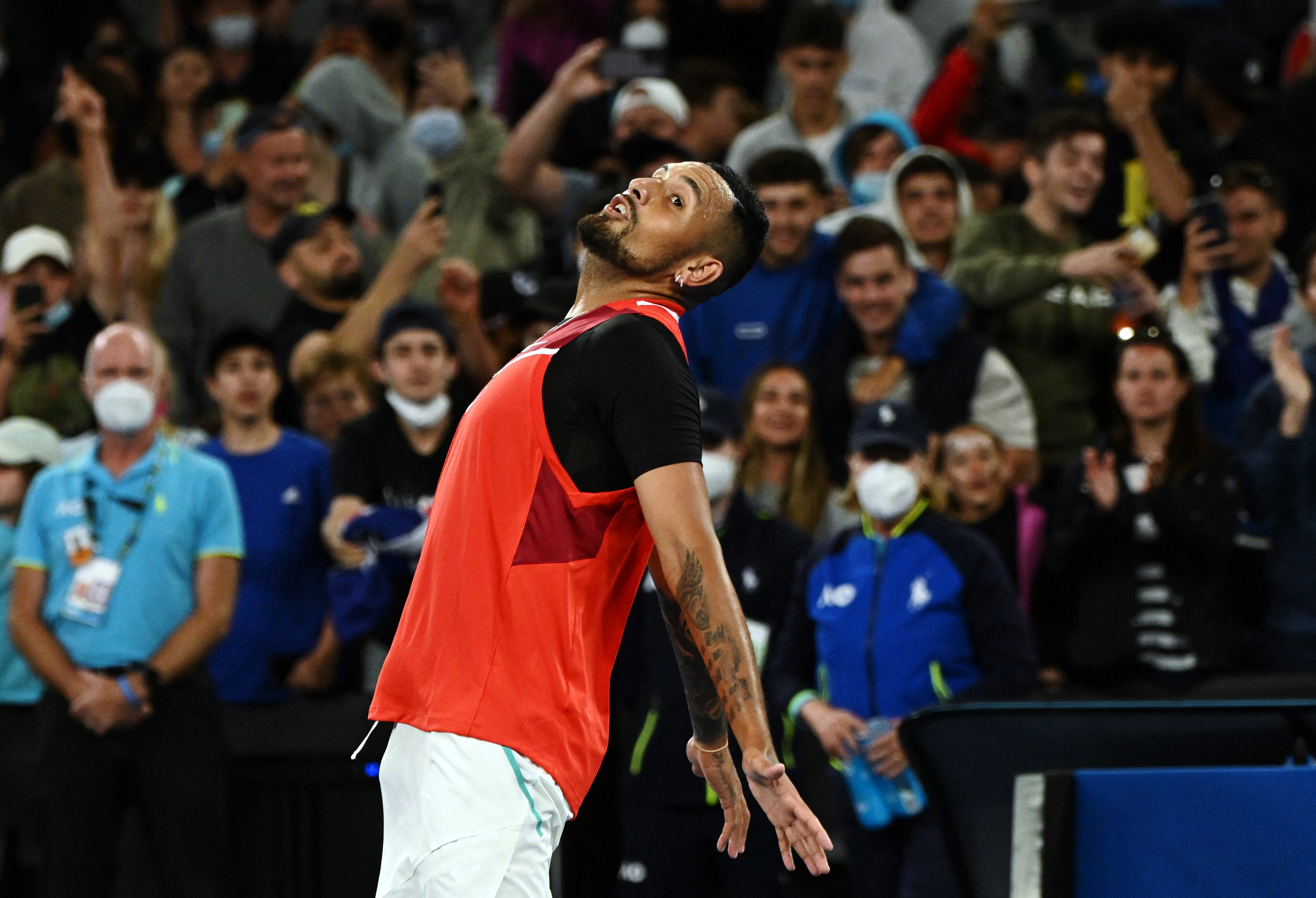 Kyrgios festejó la victoria imitando al portugués Cristiano Ronaldo (Reuters)