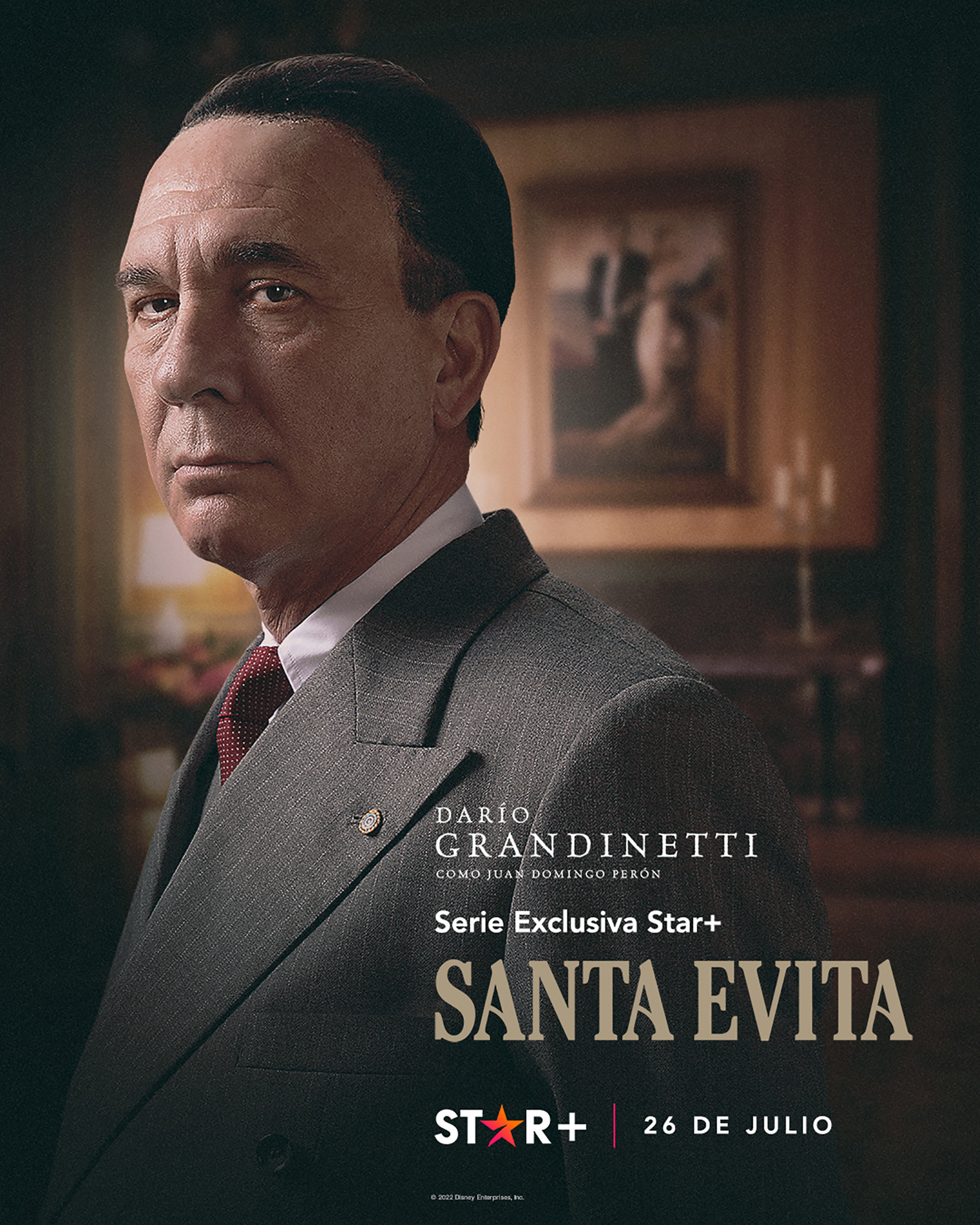 Darío Grandinetti es el General Juan Domingo Perón en "Santa Evita". 
(Star Plus)