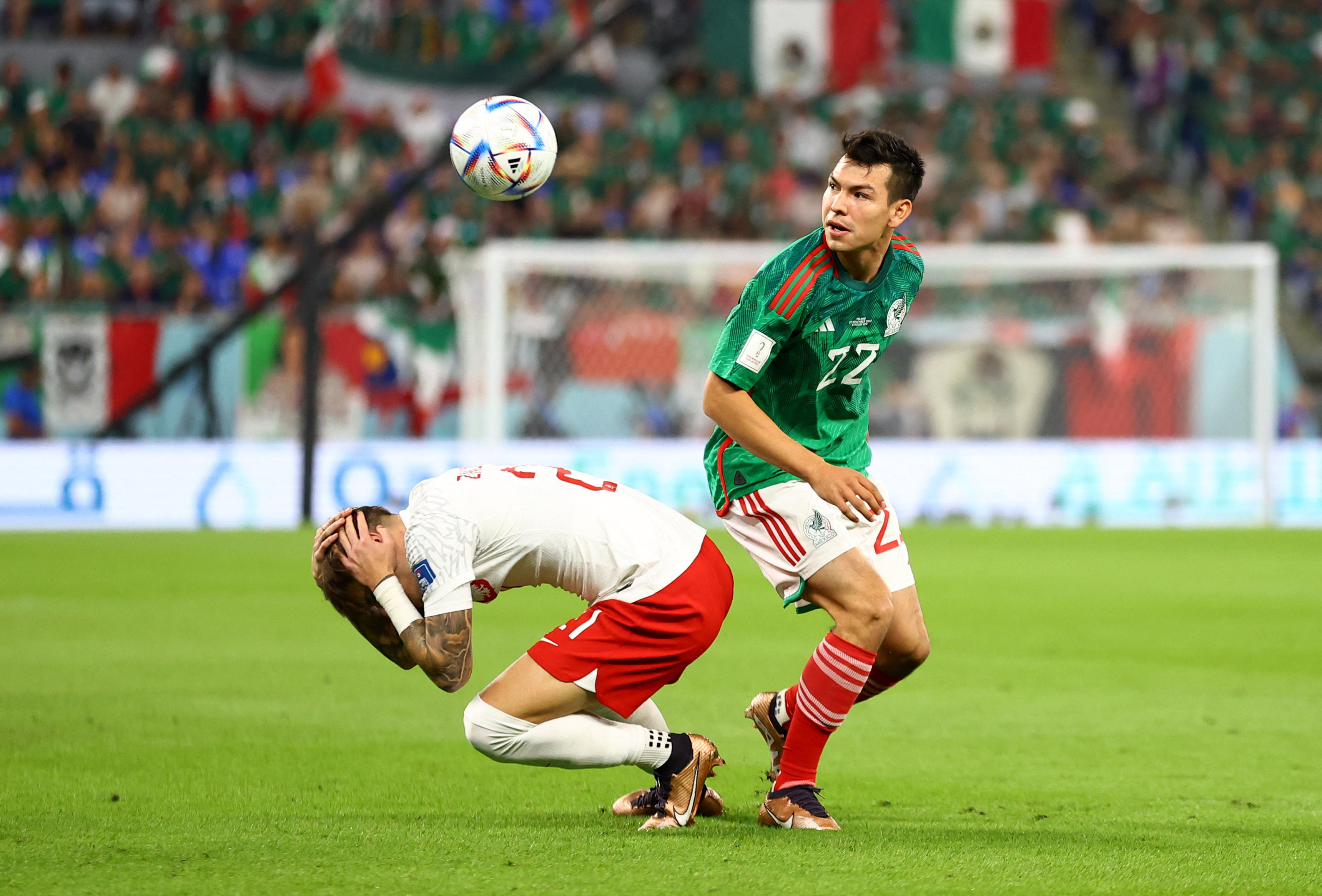 Chucky Lozano apuntó la presión hacia Argentina en el duelo con México. REUTERS/Hannah Mckay