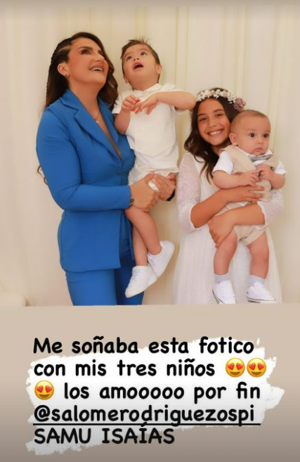 María del Pilar Rubio aprovechó la celebración para inmortalizar una foto con todos sus nietos.  Imagen: Original de @marjajua14.