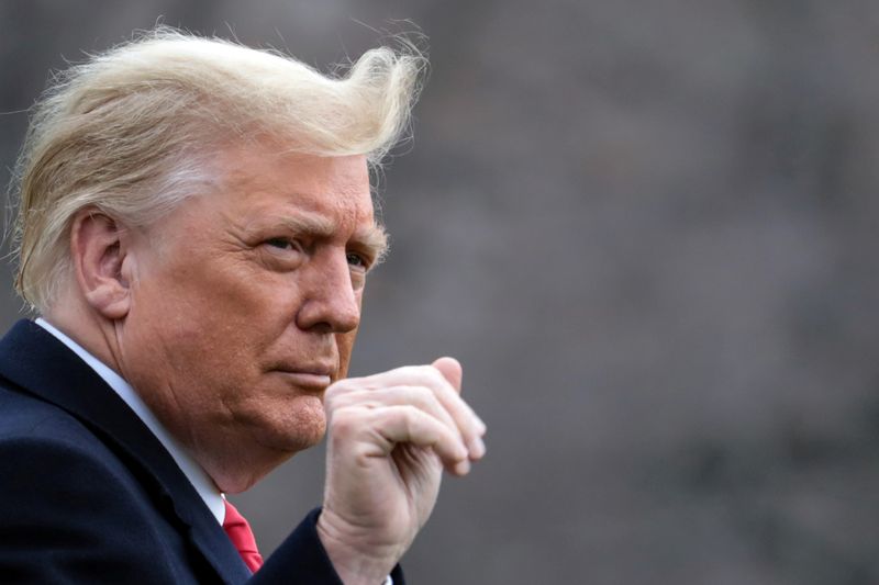 FILE PHOTO: Donald Trump leaves the South Lawn of the White House in Washington, U.S. for a trip to West Point, New York.  December 12, 2020 (REUTERS/Cheriss May/File)