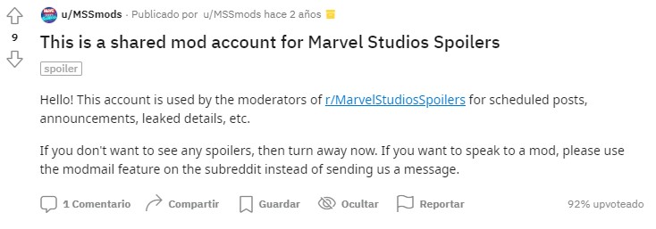 El usuario de Reddit "MSSmods" fue señalado por Disney y Marvel Studios como uno de los responsables de la difusión de filtraciones de películas de la compañía antes que sean estrenadas en cines. (Captura)