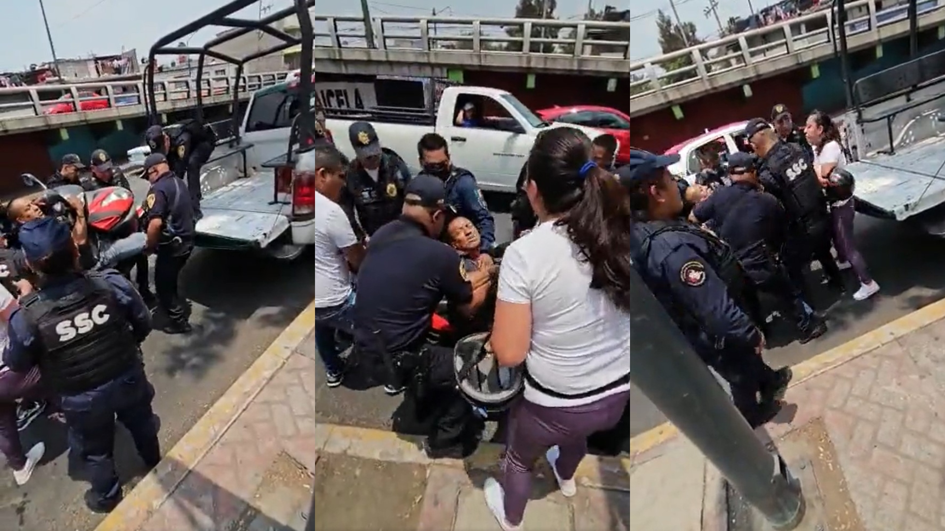 Una decena de policías sometieron a un solo hombre que viajaba en una motoneta; internautas acusan abuso policial