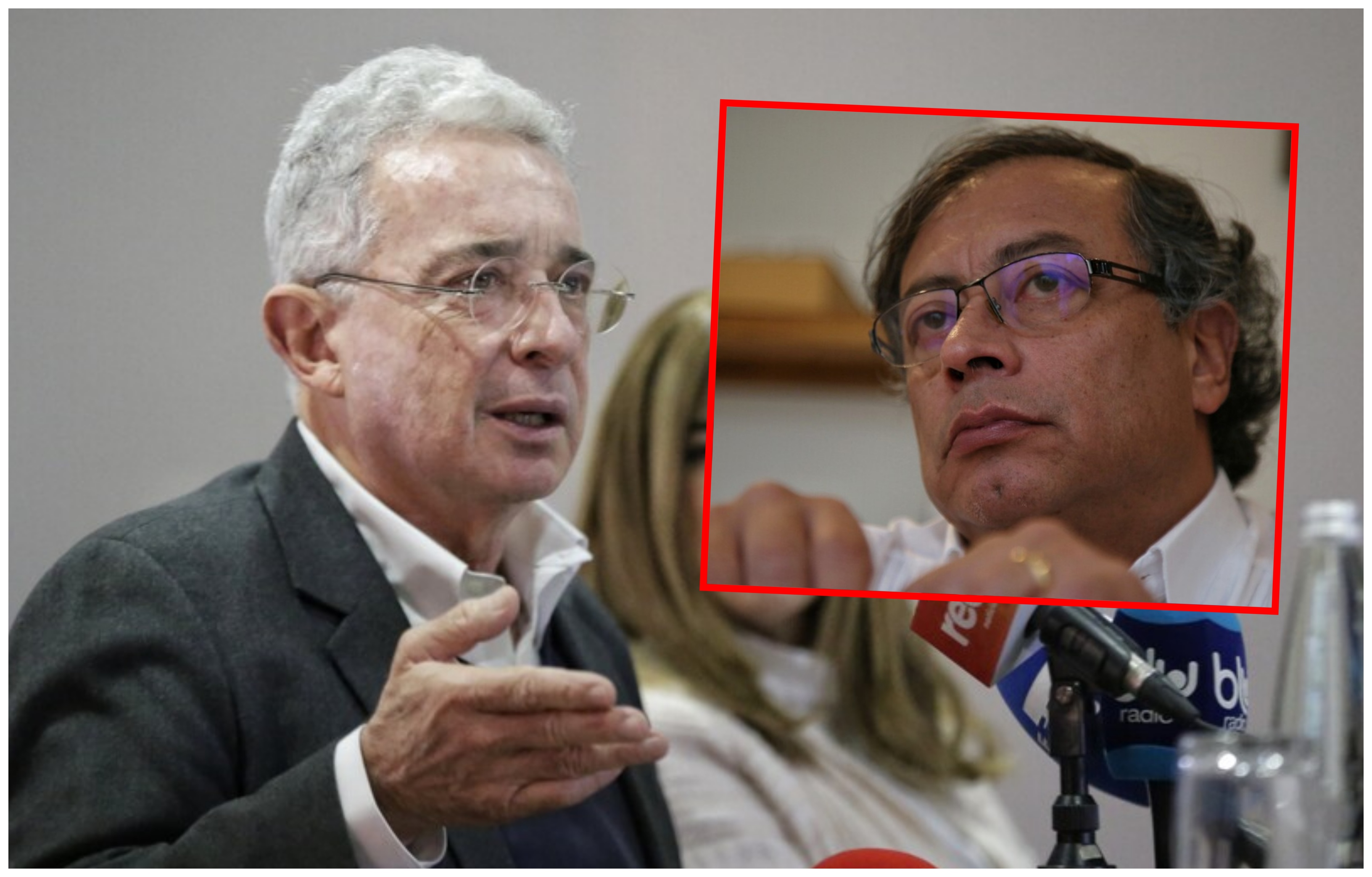 El expresidente Álvaro Uribe y el candidato presidencial Gustavo Petro. Fotos: Colprensa (Camila Díaz-Sergio Acero)
