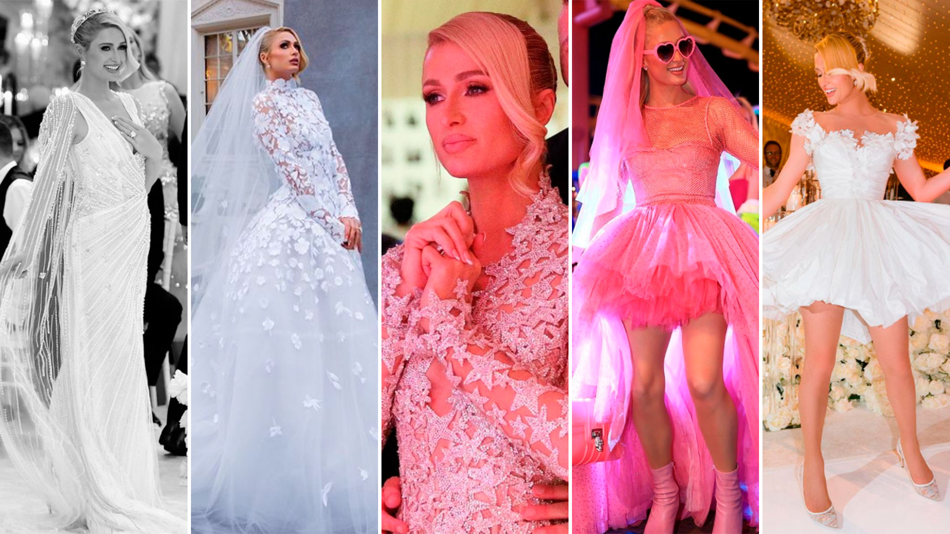 Los seis espectaculares vestidos de novia que Paris Hilton lució en su boda  - Infobae