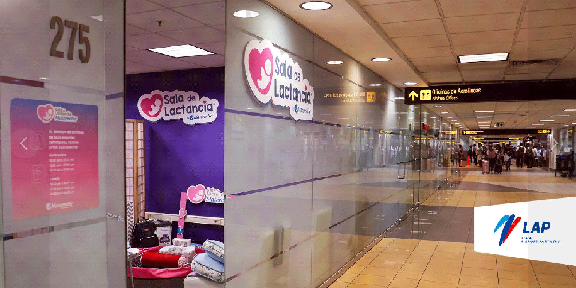 El lactario del Aeropuerto Internacional Jorge Chávez ayudará tanto a madres viajeras como a trabajadoras de terminal aéreo (Lima Airport Partners)