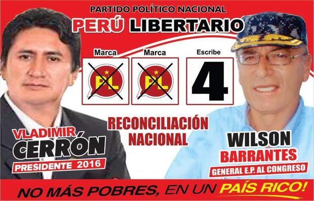 Wilson Barrantes postuló al Congreso por Perú Libertario (ahora Perú Libre) de Vladimir Cerrón.