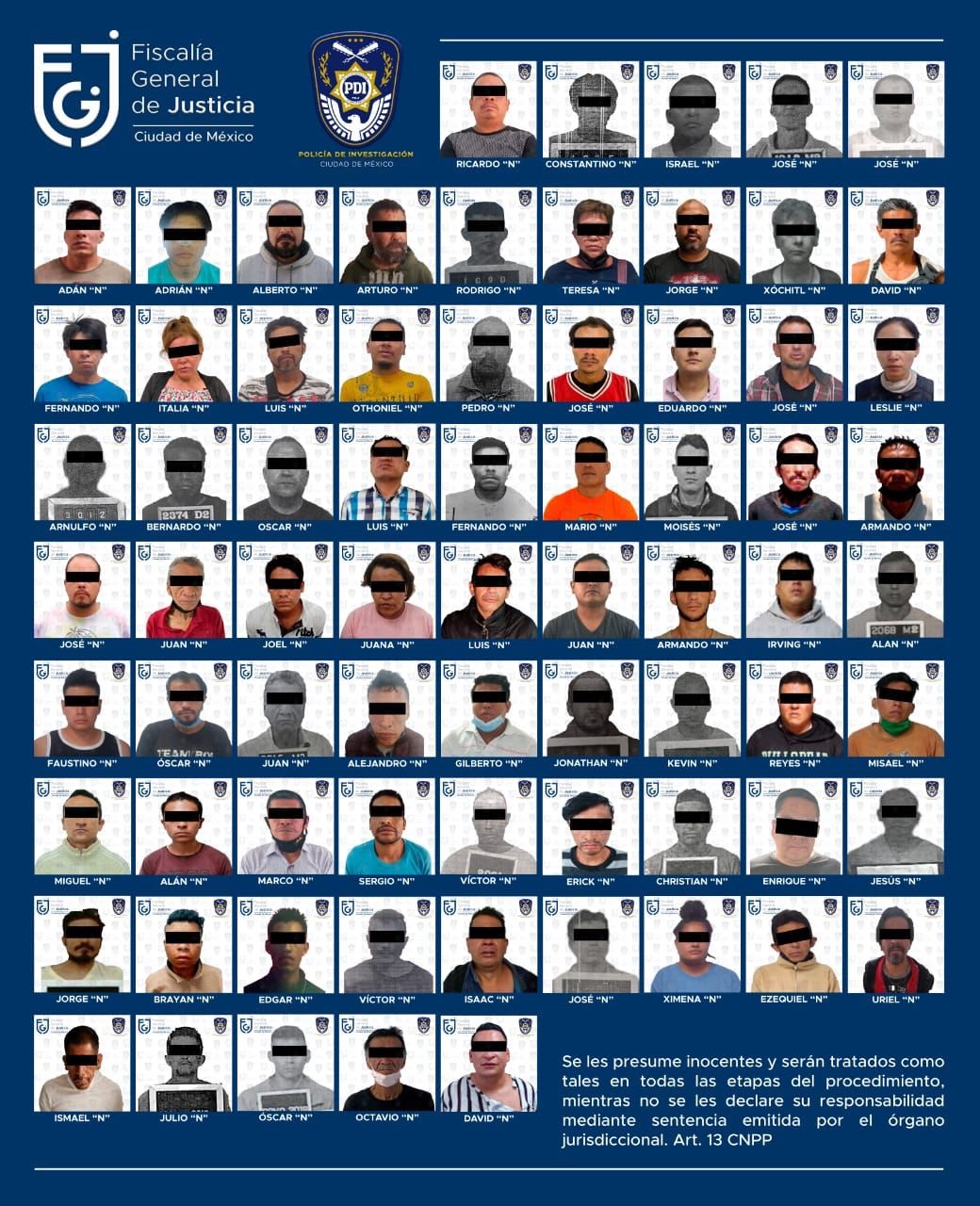 Las 73 órdenes de aprehensión se cumplimentaron en 14 días (Foto: Twitter / @FiscalíaCDMX)