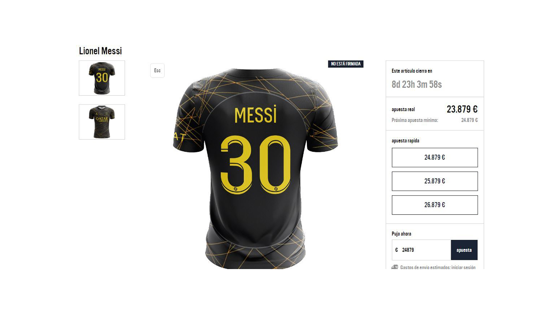 La subasta por la camiseta de Lionel Messi