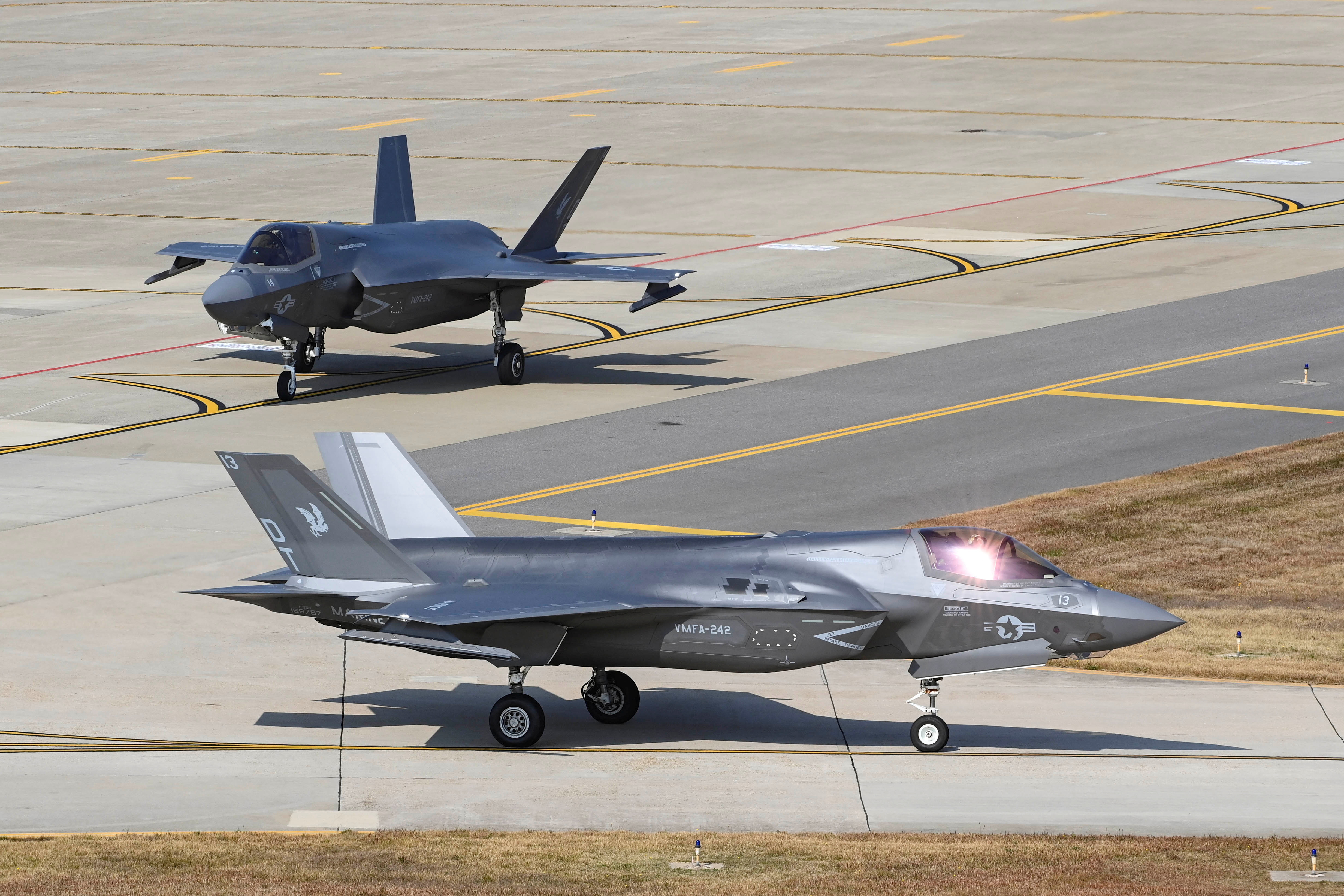 US Air Force F-35B fighter jets take part in Vigilant Storm joint air exercises with South Korea at an airbase in Gunsan, South Korea, on November 1, 2022. Yonhap via REUTERS   