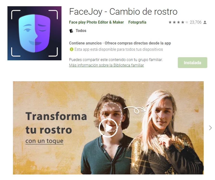 FaceJoy permite añadir diferentes filtros