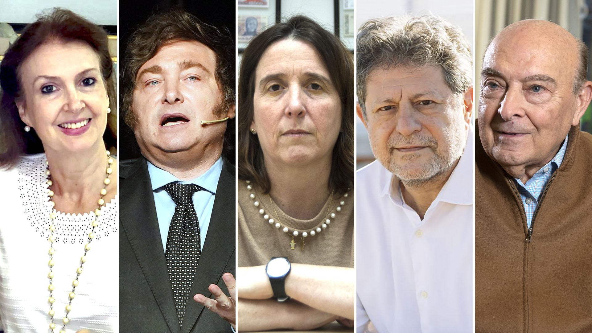 Diana Mondino, Javier Milei, Marina dal Poggetto, Eduardo Levy Yeyati y Domingo Cavallo , con posturas diferentes frente a la dolarización