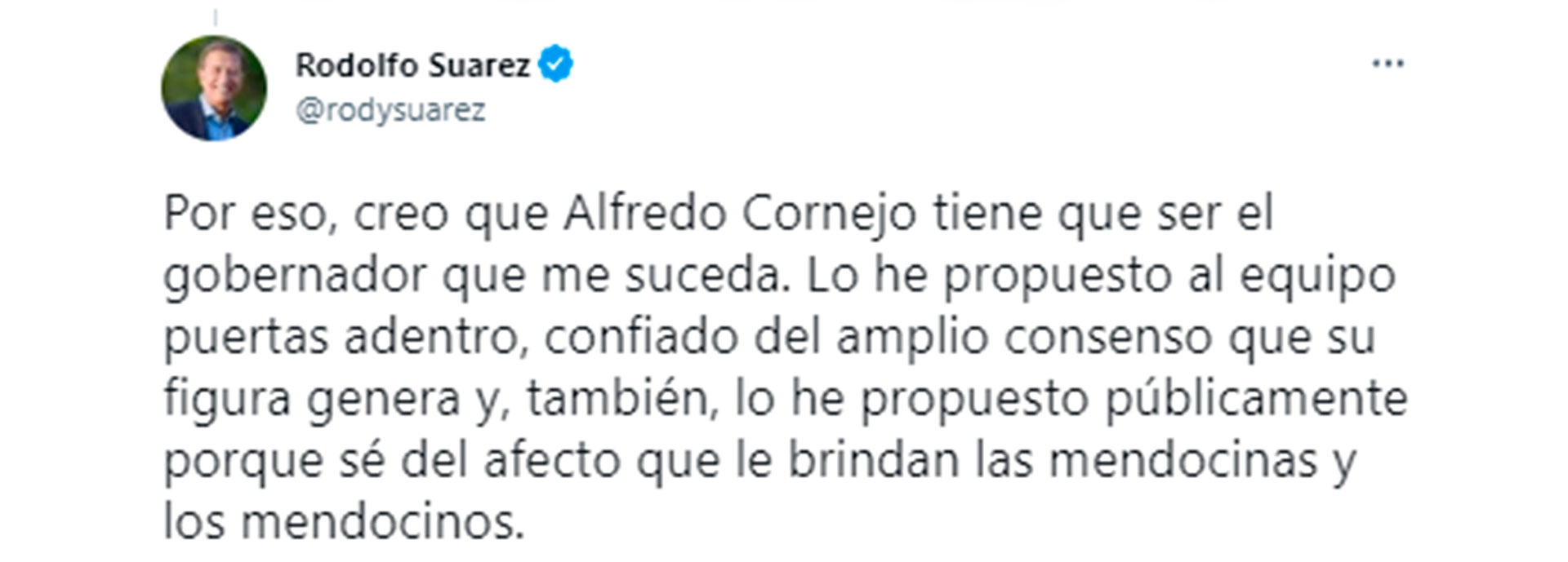 El pedido explícito del gobernador para que Cornejo lo suceda (@rodysuarez)