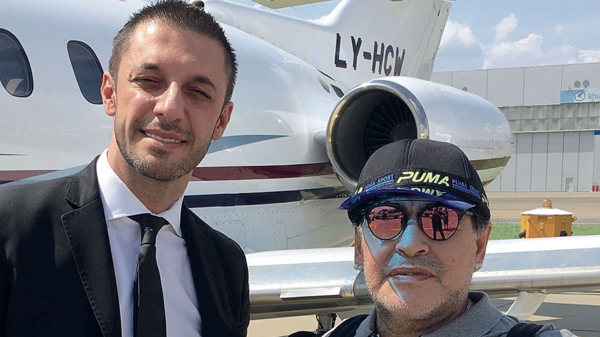 De alto vuelo: Maradona y Morla en Dubai.