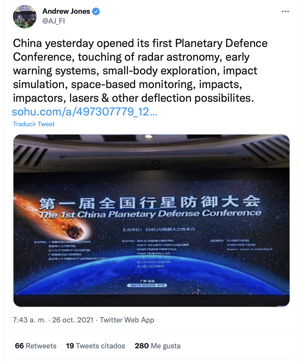 Conferencia de Defensa Planetaria en China. (foto: Twitter)