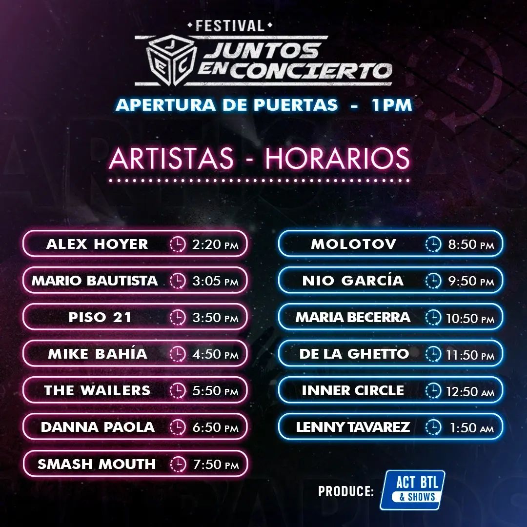 Cronograma oficial del festival 'Juntos en concierto'. (Teleticket)