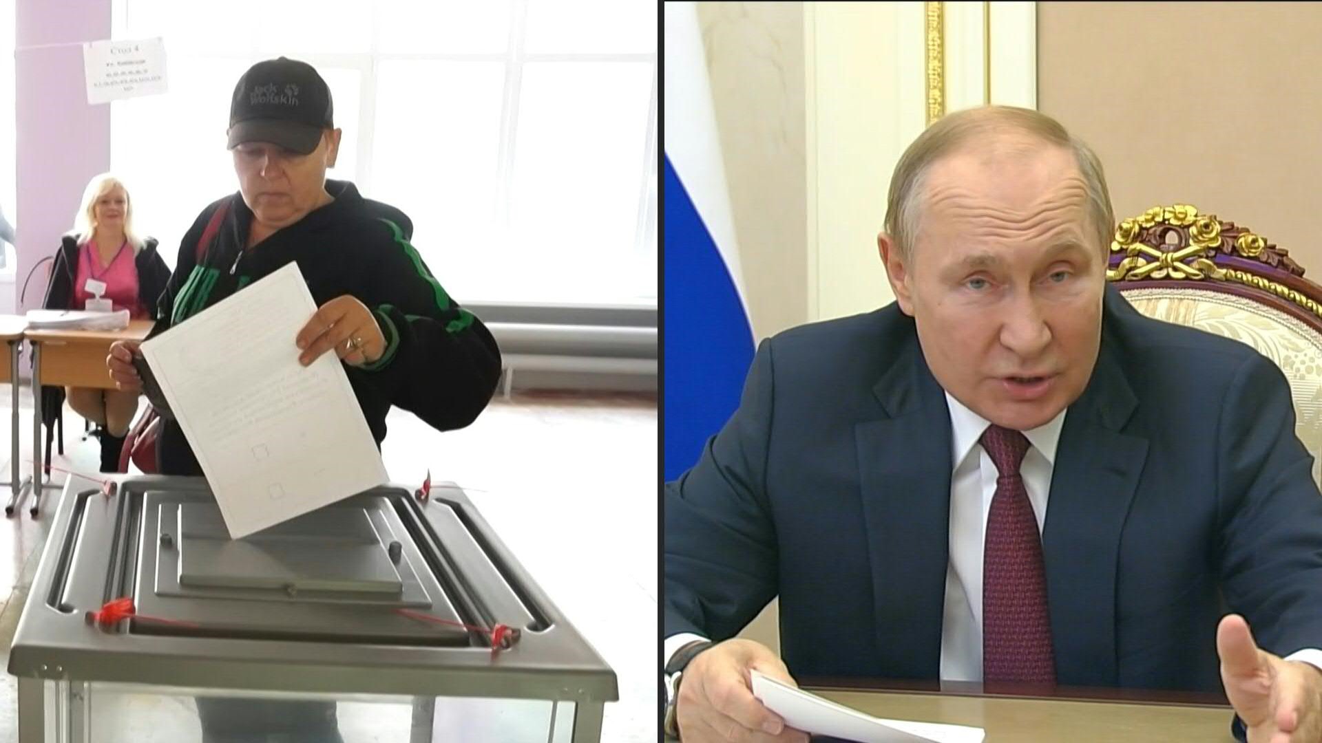 El jefe del régimen de Moscú, Vladimir Putin, amenaza al mundo con un ataque nuclear si hay ataques al territorio ruso. Por eso convocó a referendos para anexar el Donbás (AFP)