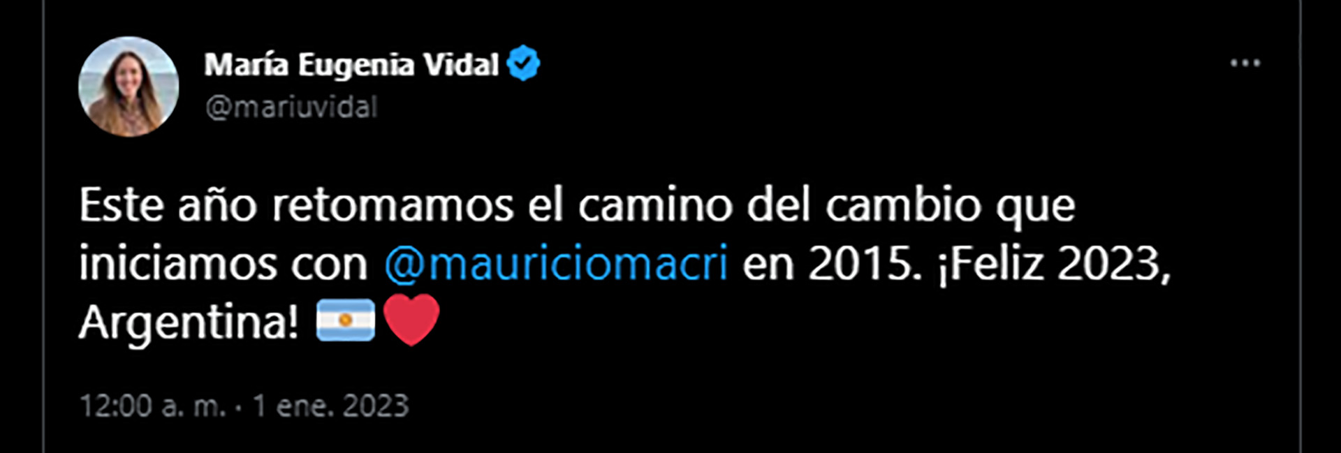 María Eugenia Vidal mencionó en su mensaje a Mauricio Macri 