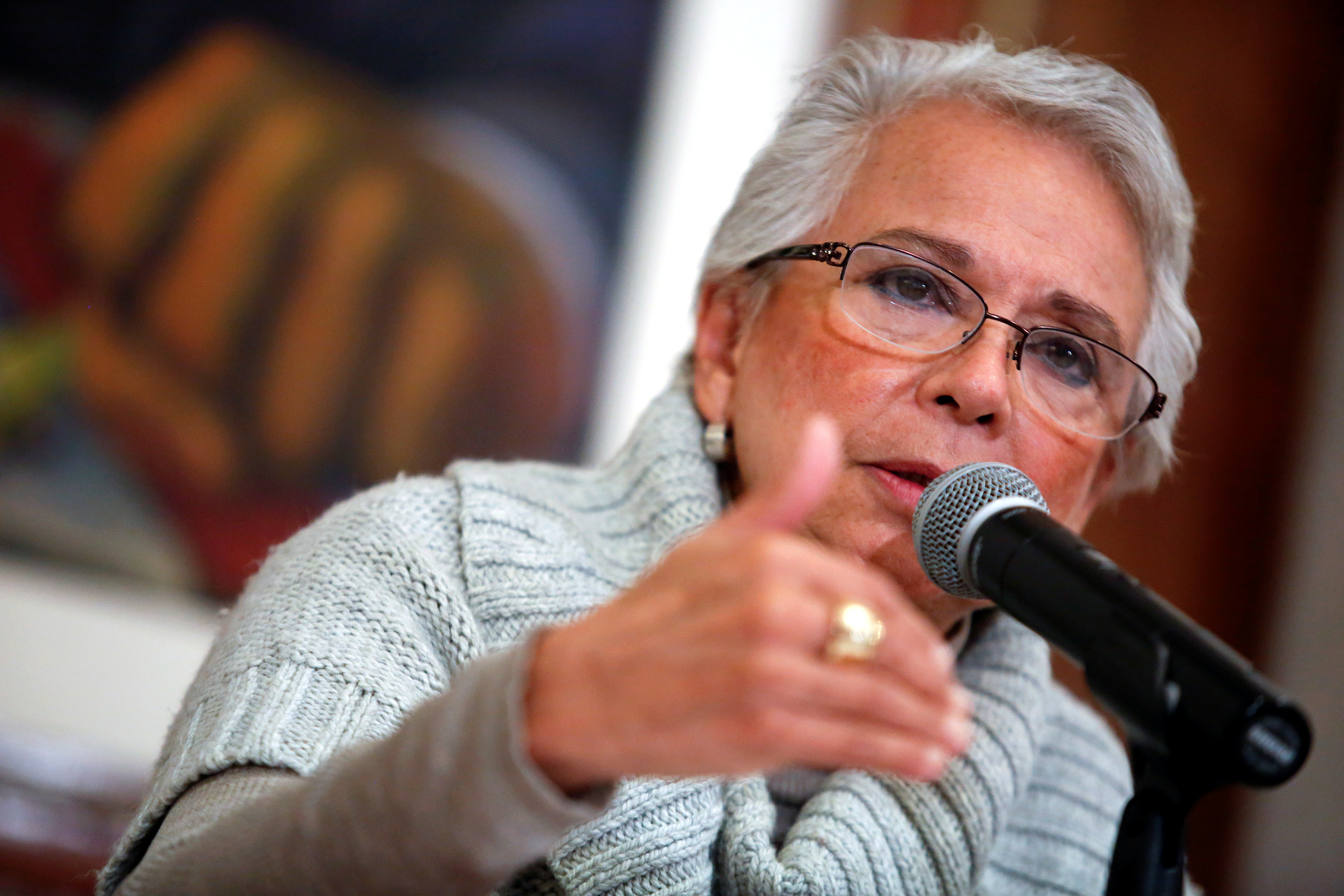 FILE PHOTO: Mexico's interior minister, Olga Sanchez Cordero, holds a news conference in Mexico City, Mexico December 30, 2019. REUTERS/Gustavo Graf/File Photo