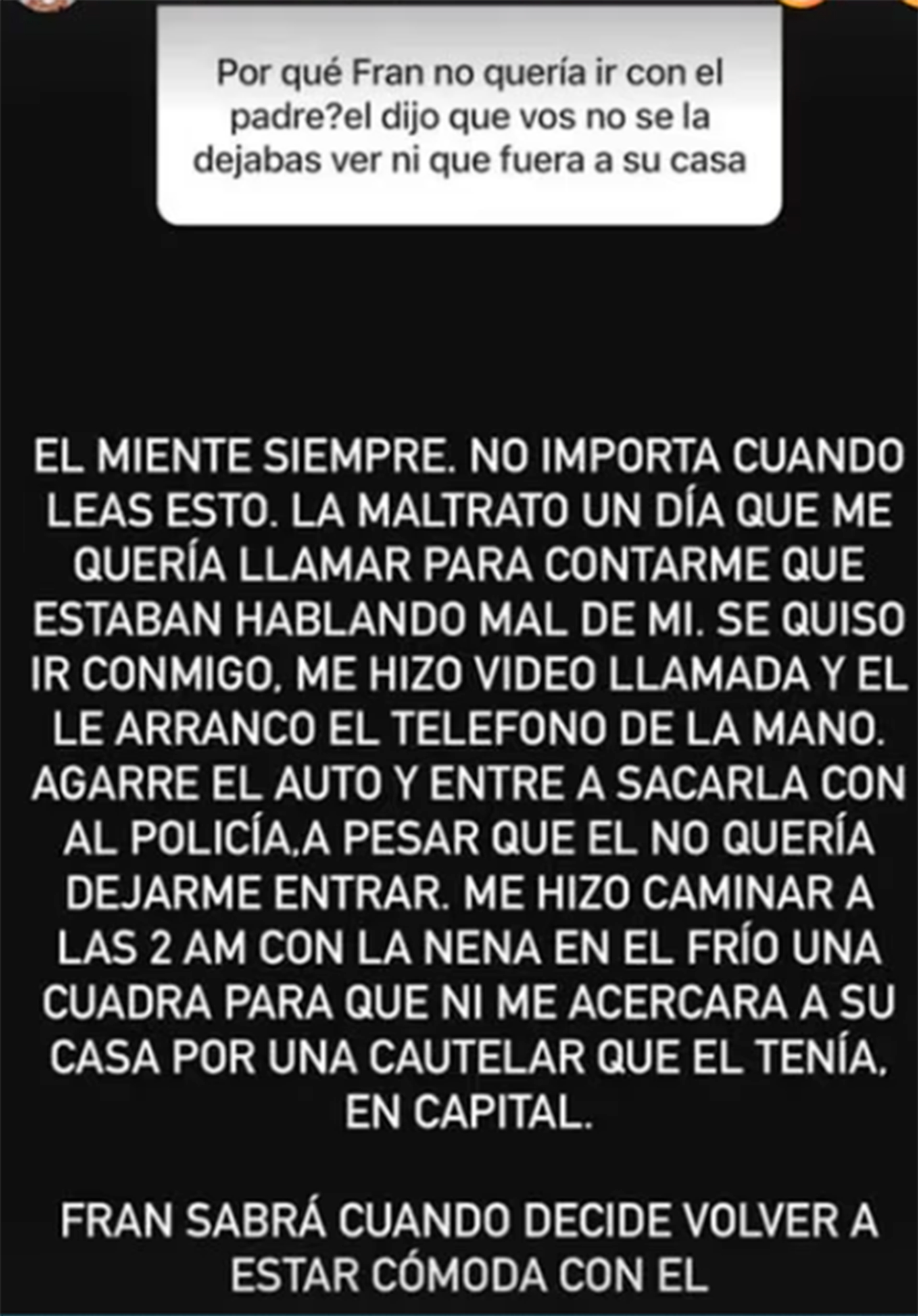 Las razones que dio Cinthia Fernández por las que su hija Francesca no quiere ver a su papá Matías Defederico (Foto: Instagram)