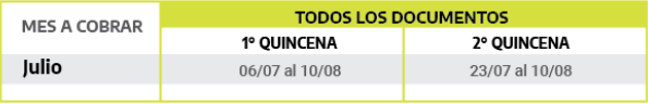 Calendario para Asignaciones de Pago Único