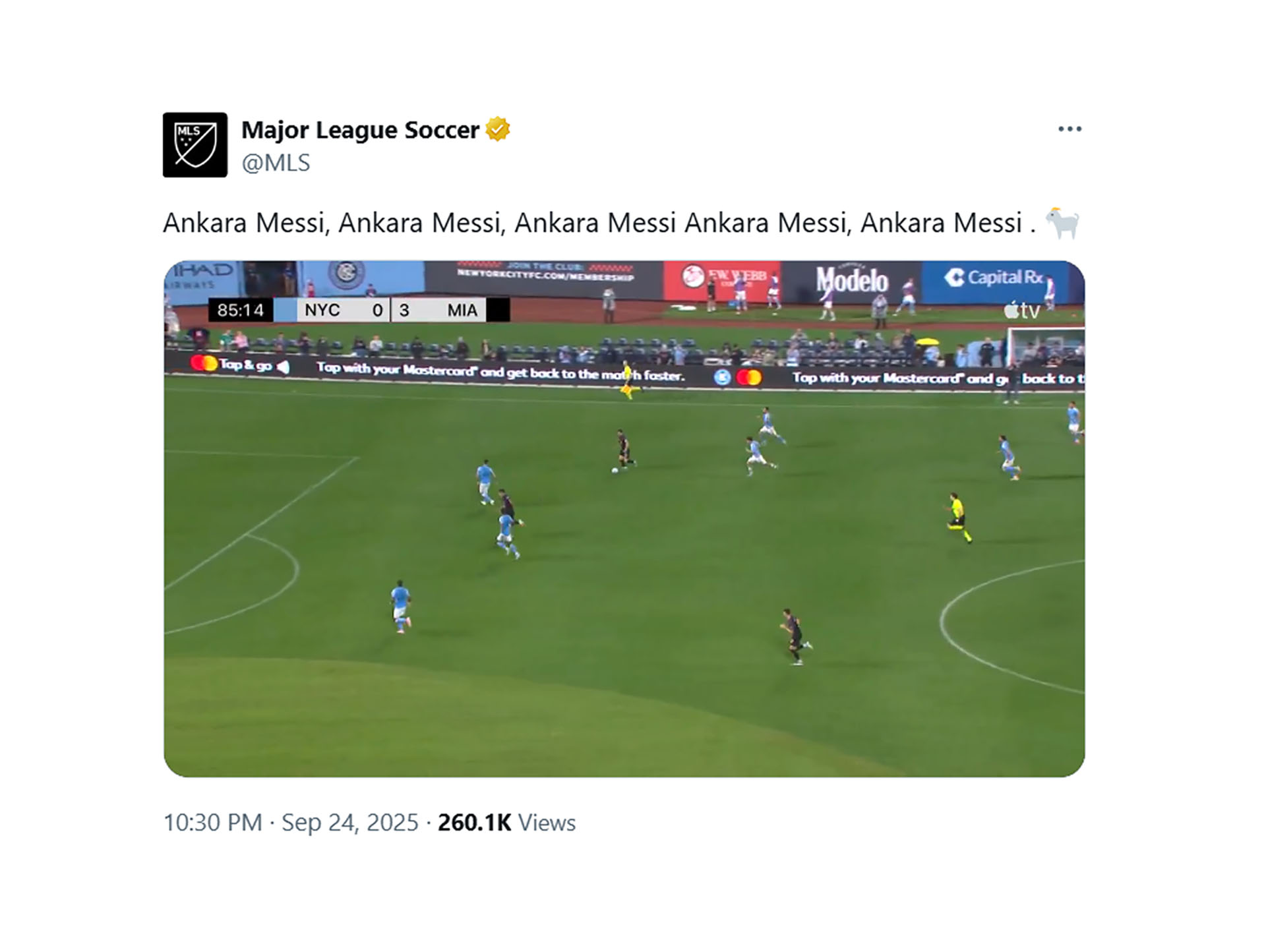 “Ankara Messi” y “Nuevayol” a sus pies: los guiños de la MLS al astro argentino tras su mágica actuación en la goleada del Inter Miami