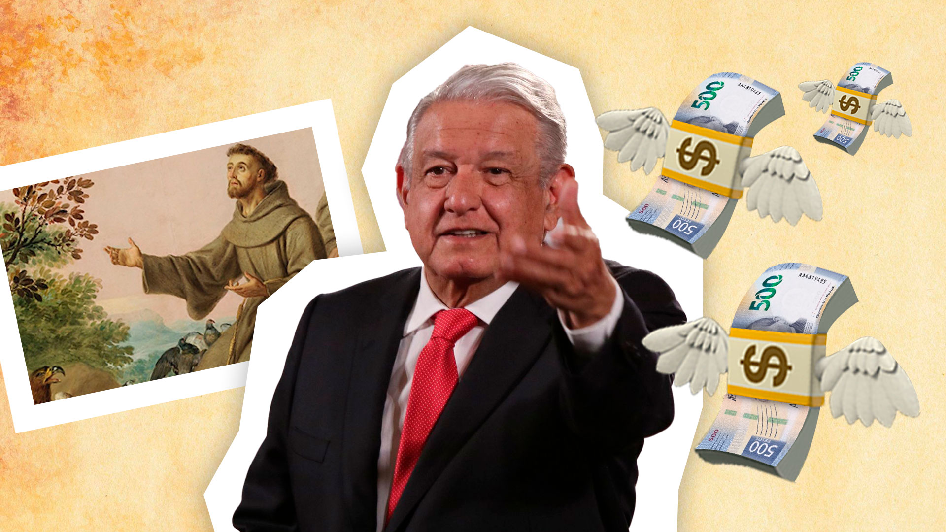 Con el fin de buscar más ahorros, el presidente Andrés Manuel López Obrador dijo que se instaurarán medidas de "pobreza franciscana". (Ilustración: Jovani Pérez)