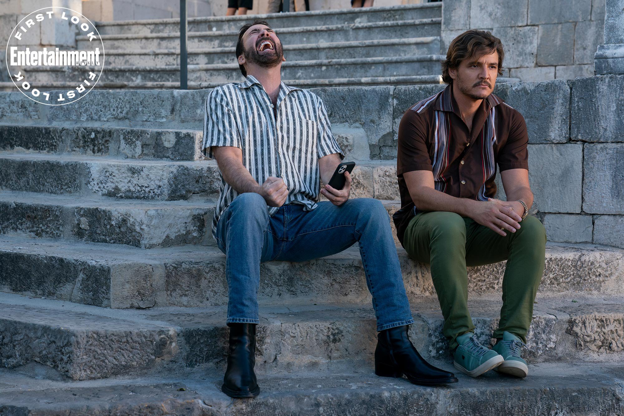 Nicolas Cage y Pedro Pascal en una de las escenas del largometraje “The Unbearable Weight of Massive Talent”. (Foto: Altapeli)
