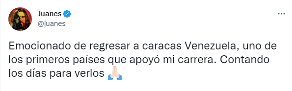 Juanes celebra su concierto en Caracas