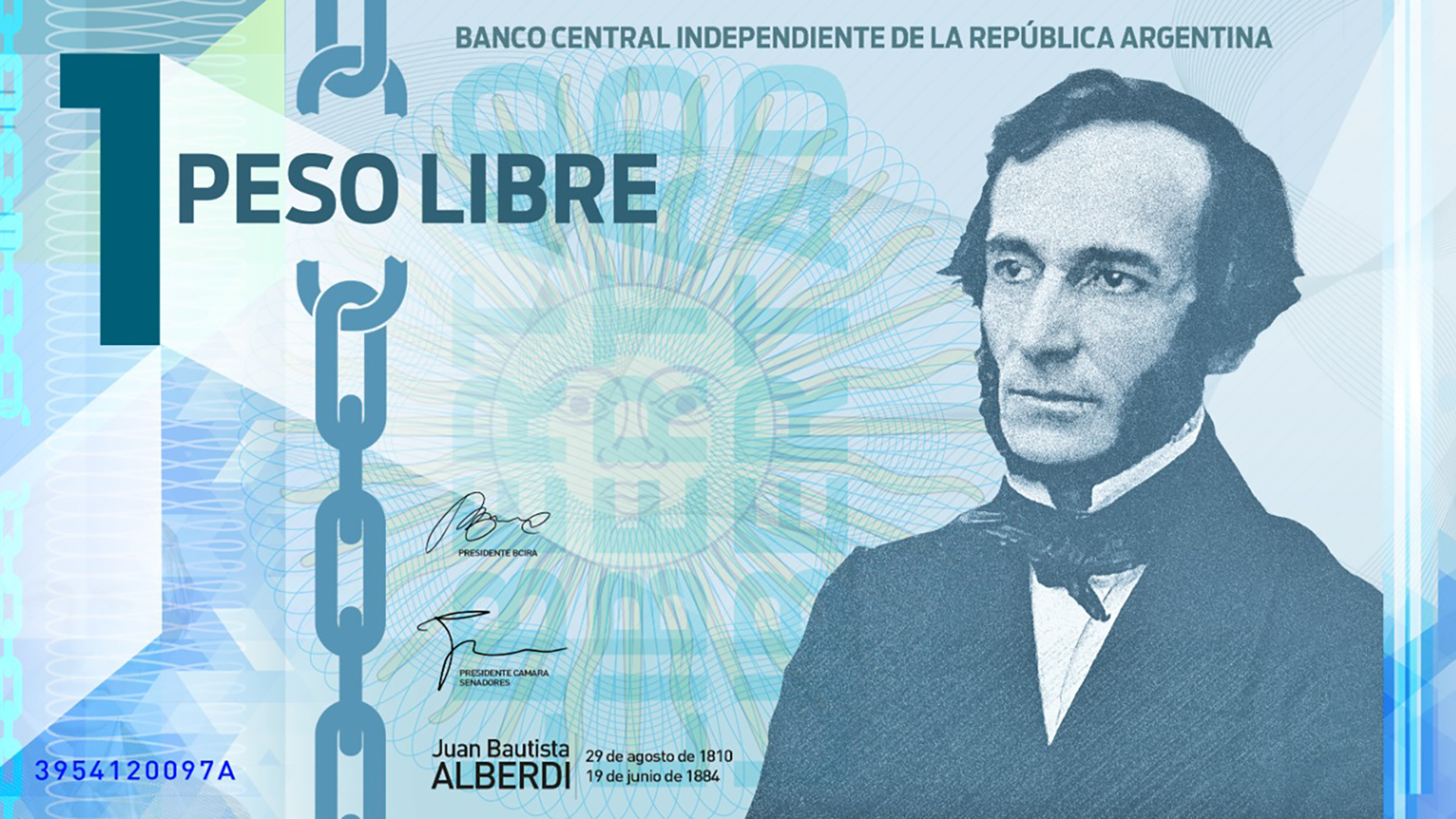 La moneda que propone Espert lleva la cara de Juan Bautista Alberdi 