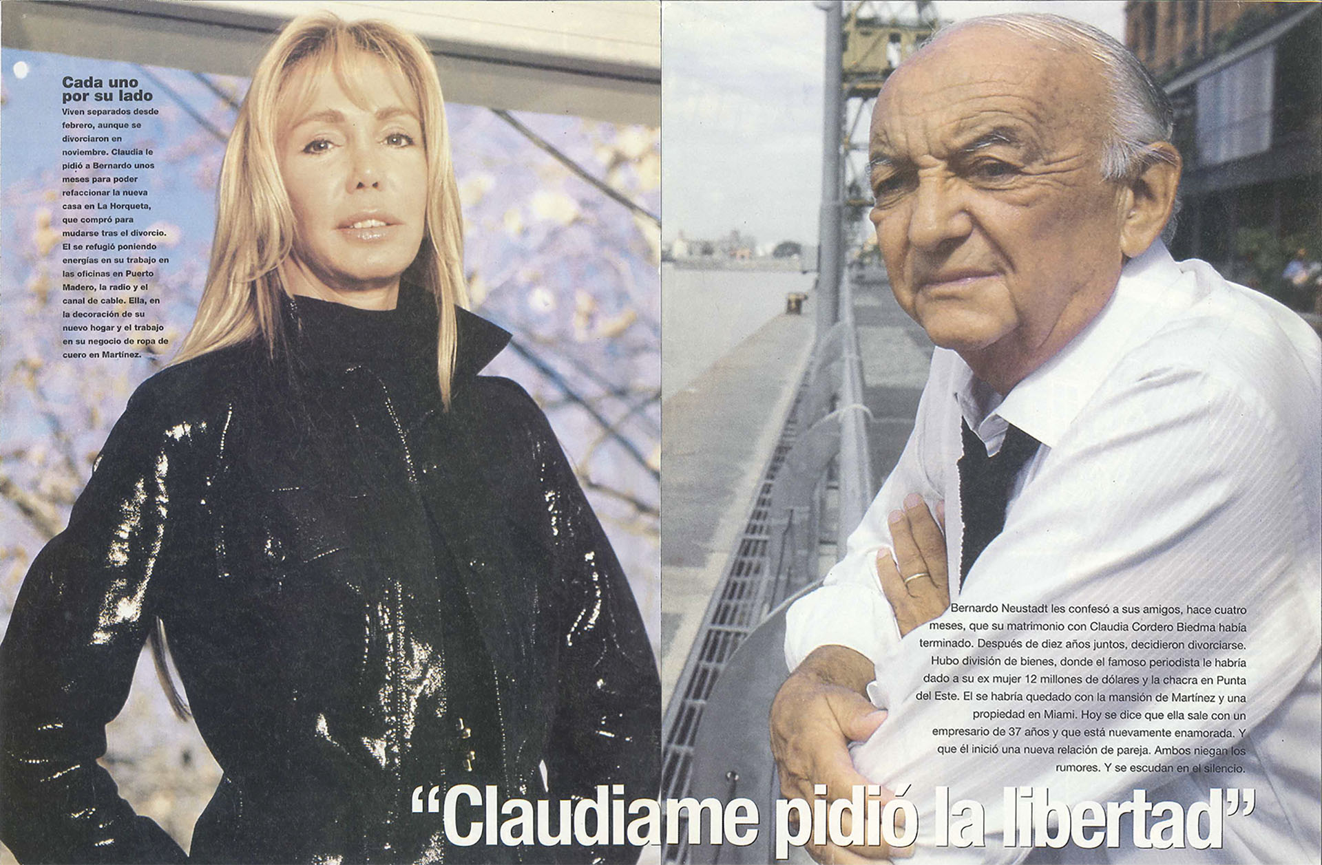 La separación de su esposa Claudia Cordero Biedma en las revistas de la época (Archivo TEA)
