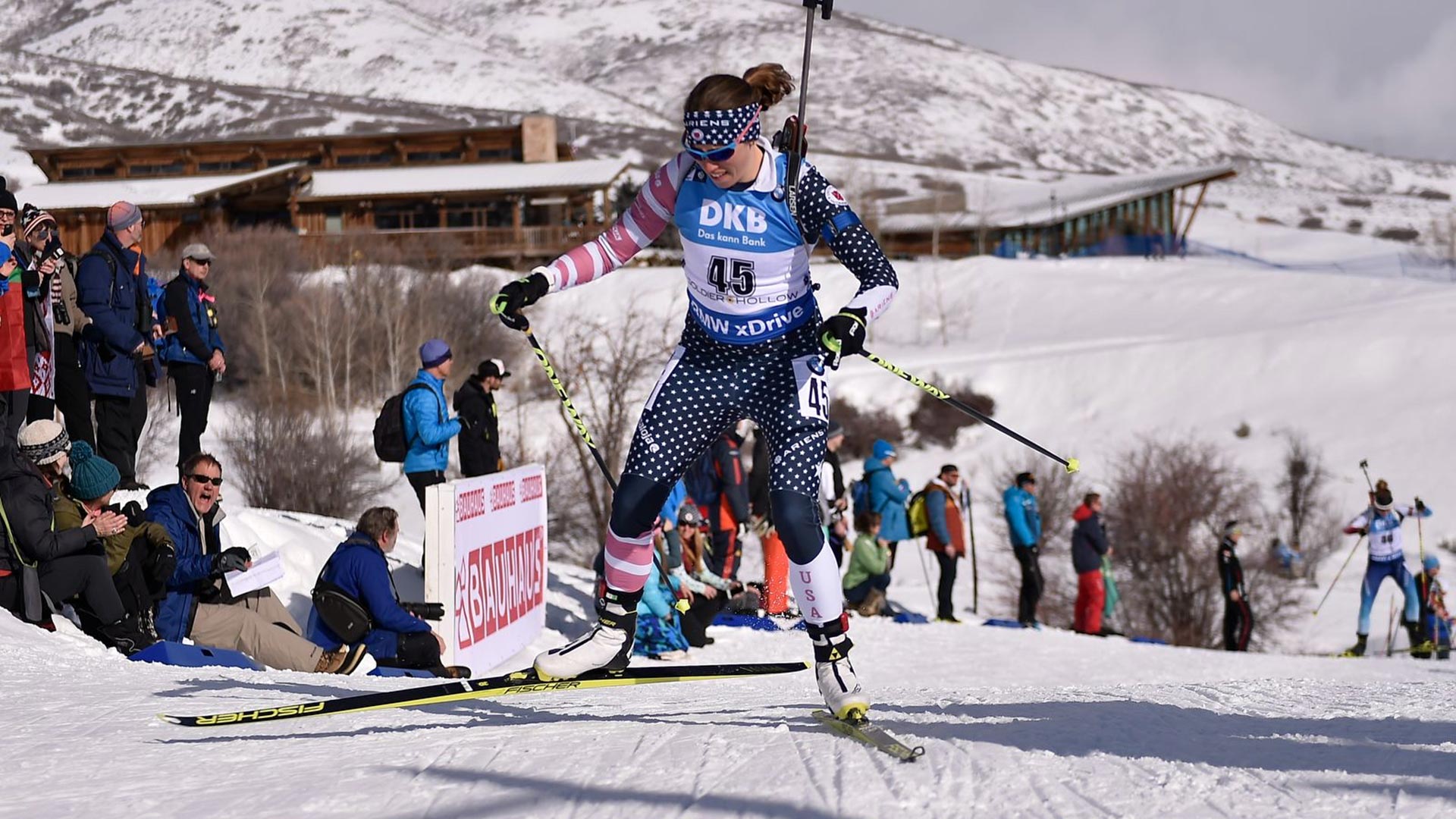 A biathlete navigates the terrain at the Soldier Hollow Nordic Center in Midway, Utah (Utah Olympic Legacy Foundation)
