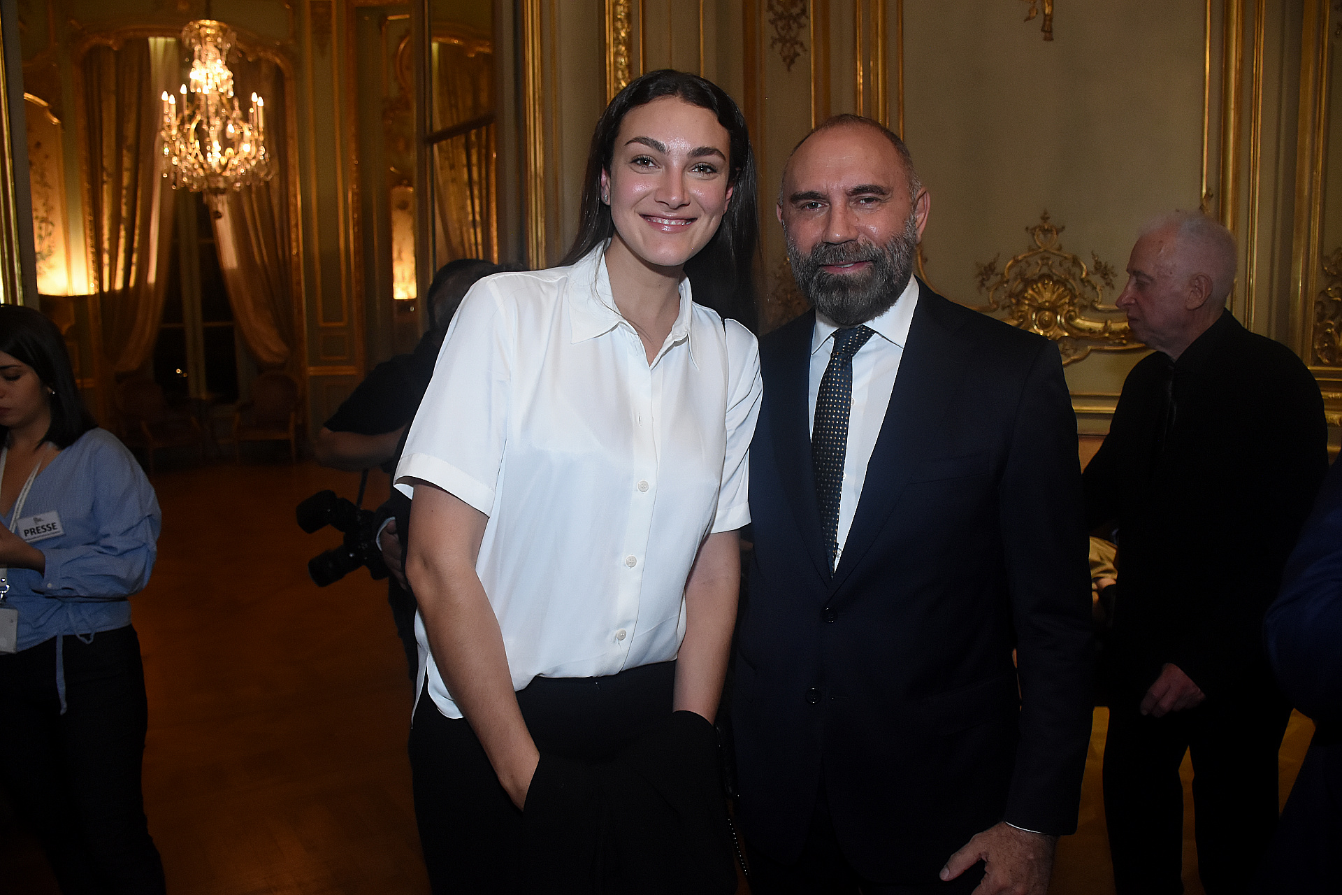 Lucía Pedraza, novia de Nacho Viale, y el diseñador Gabriel Lage