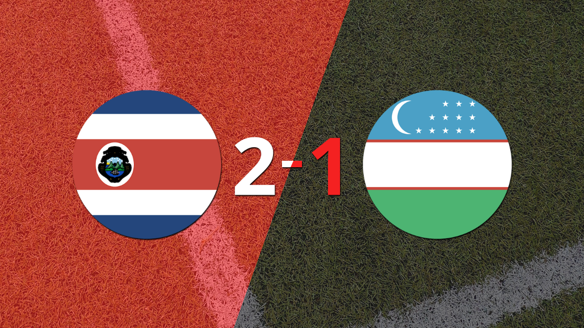 Con la mínima diferencia, Costa Rica venció a Uzbekistán por 2 a 1