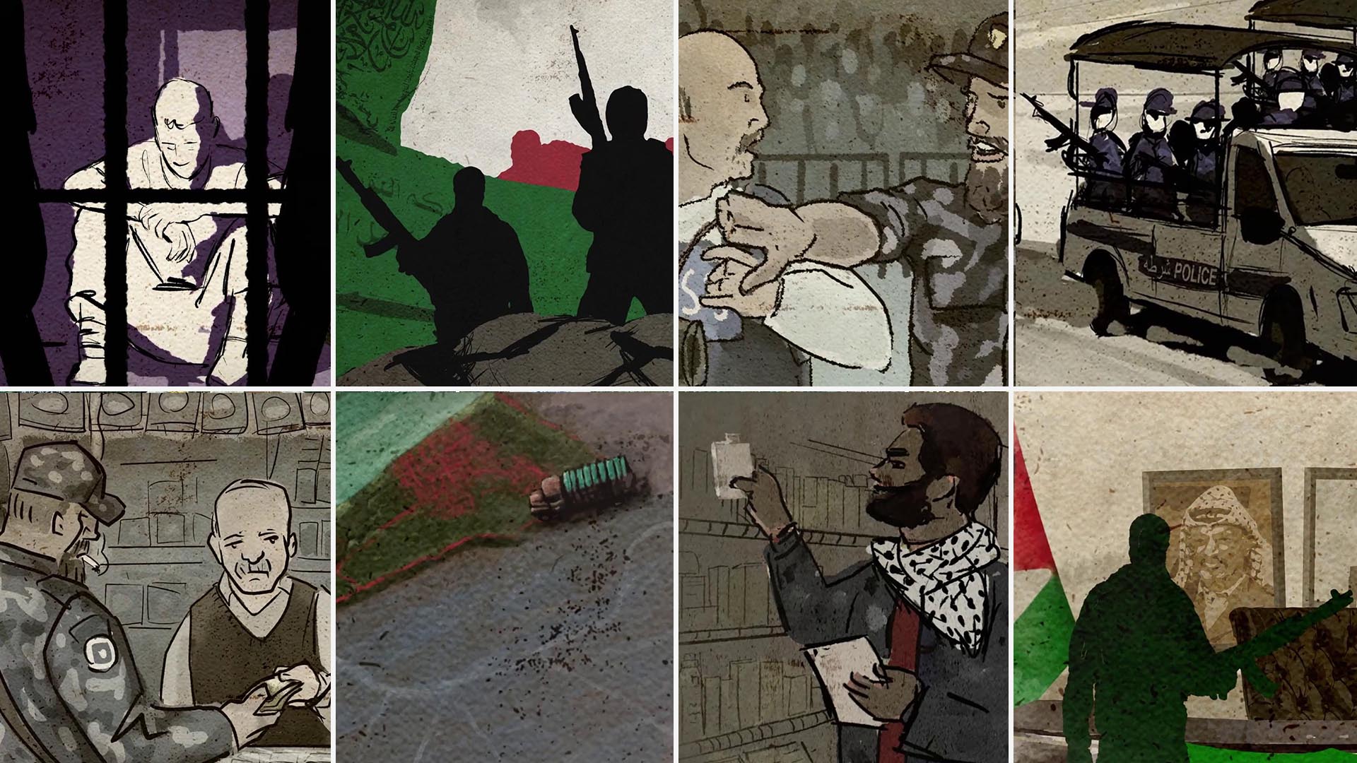 Images from the Center for Peace Communications series of animated interviews with Gazans (Screenshot/courtesy CPC)