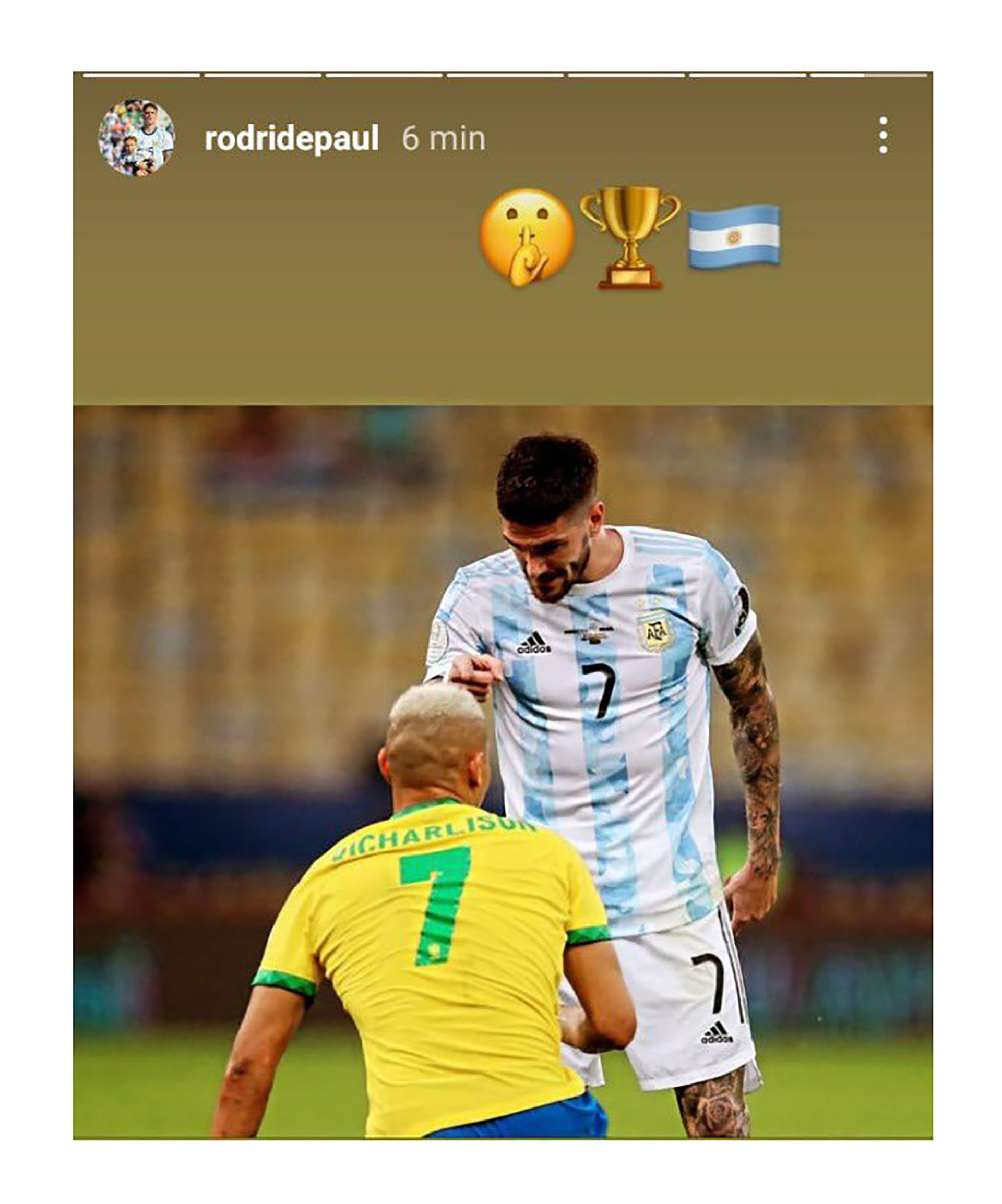 El provocador posteo de Rodrigo de Paul en respuesta a la burla de  Richarlison contra la selección argentina - Infobae