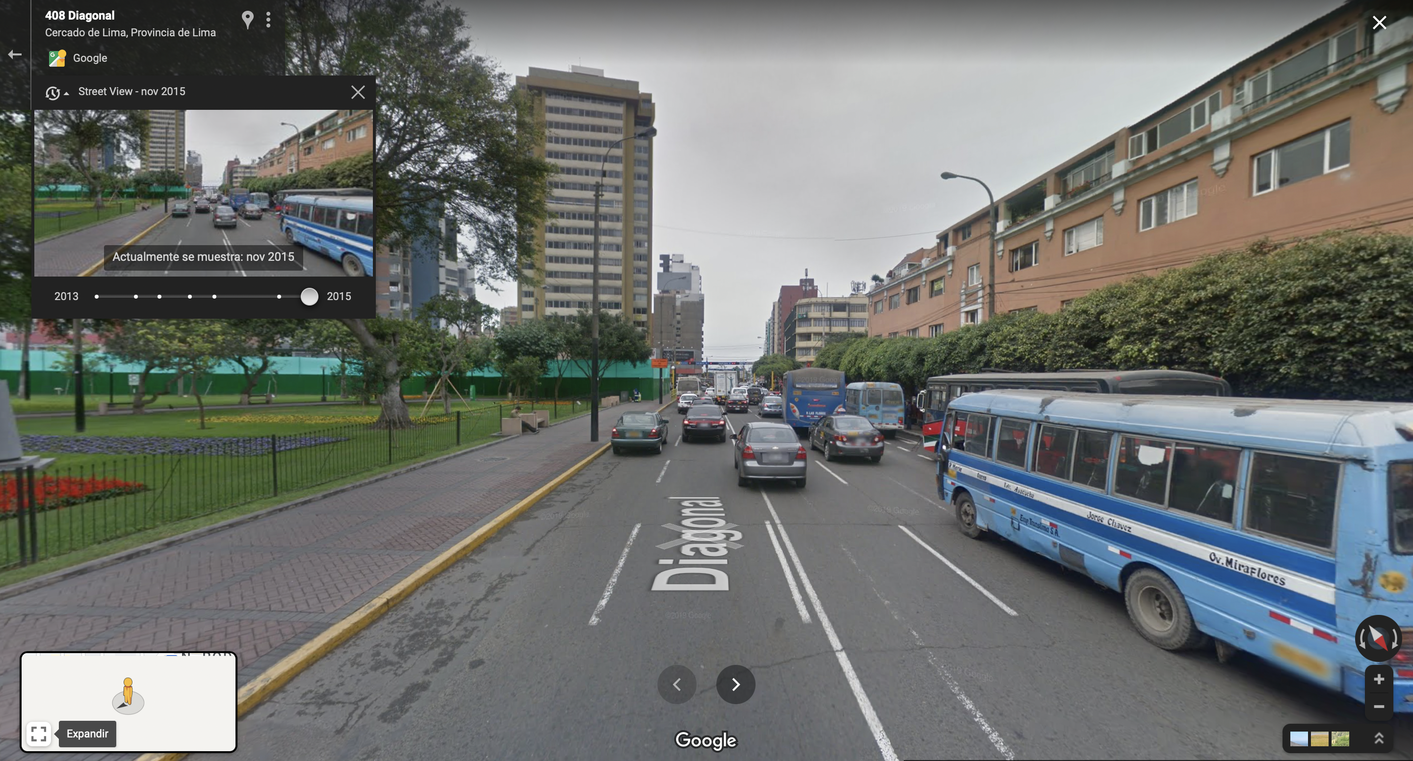 El Parque Kennedy en la ciudad de Lima, Perú vista en Google Maps en el año 2015. (foto: Google Maps/Jose Arana)