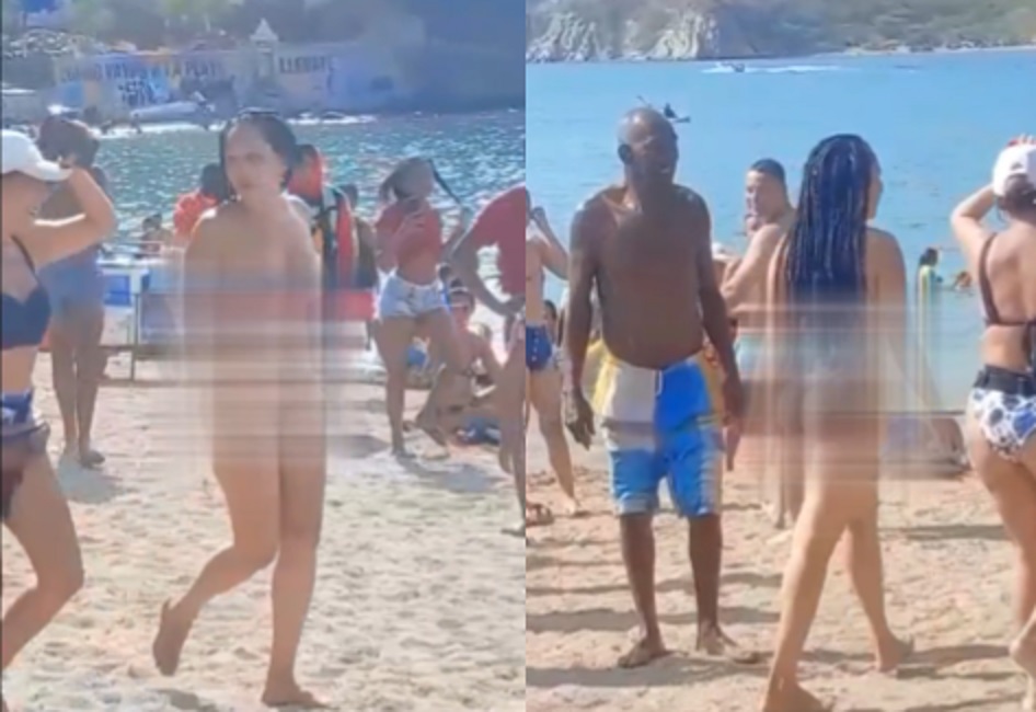 Video | Mujer desnuda escandalizó a la comunidad en Taganga: bailó y discutió con las autoridades