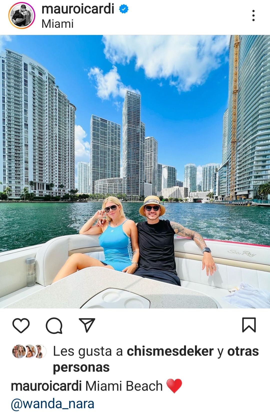 El posteo de Mauro Icardi junto a Wanda Nara en Miami