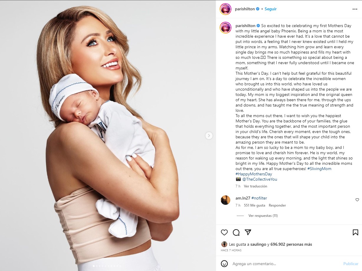 Paris Hilton compartió su entusiasmo de convertirse con un emotivo mensaje a las mamás de todo el mundo y fotos con su primer bebé. 
Foto: Instagram/parishilton