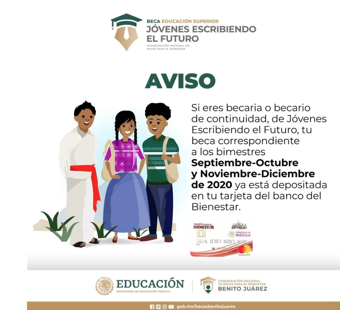 La Coordinación Nacional de Becas para el Bienestar Benito Juárez hizo el anuncio a través de Facebook (Captura de pantalla)