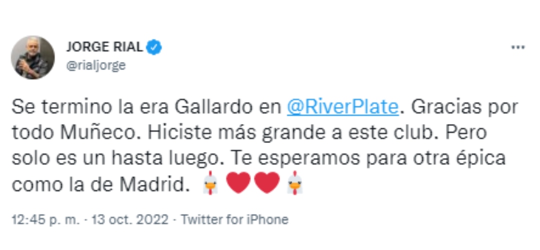 El mensaje de Jorge Rial tras la renuncia de Gallardo