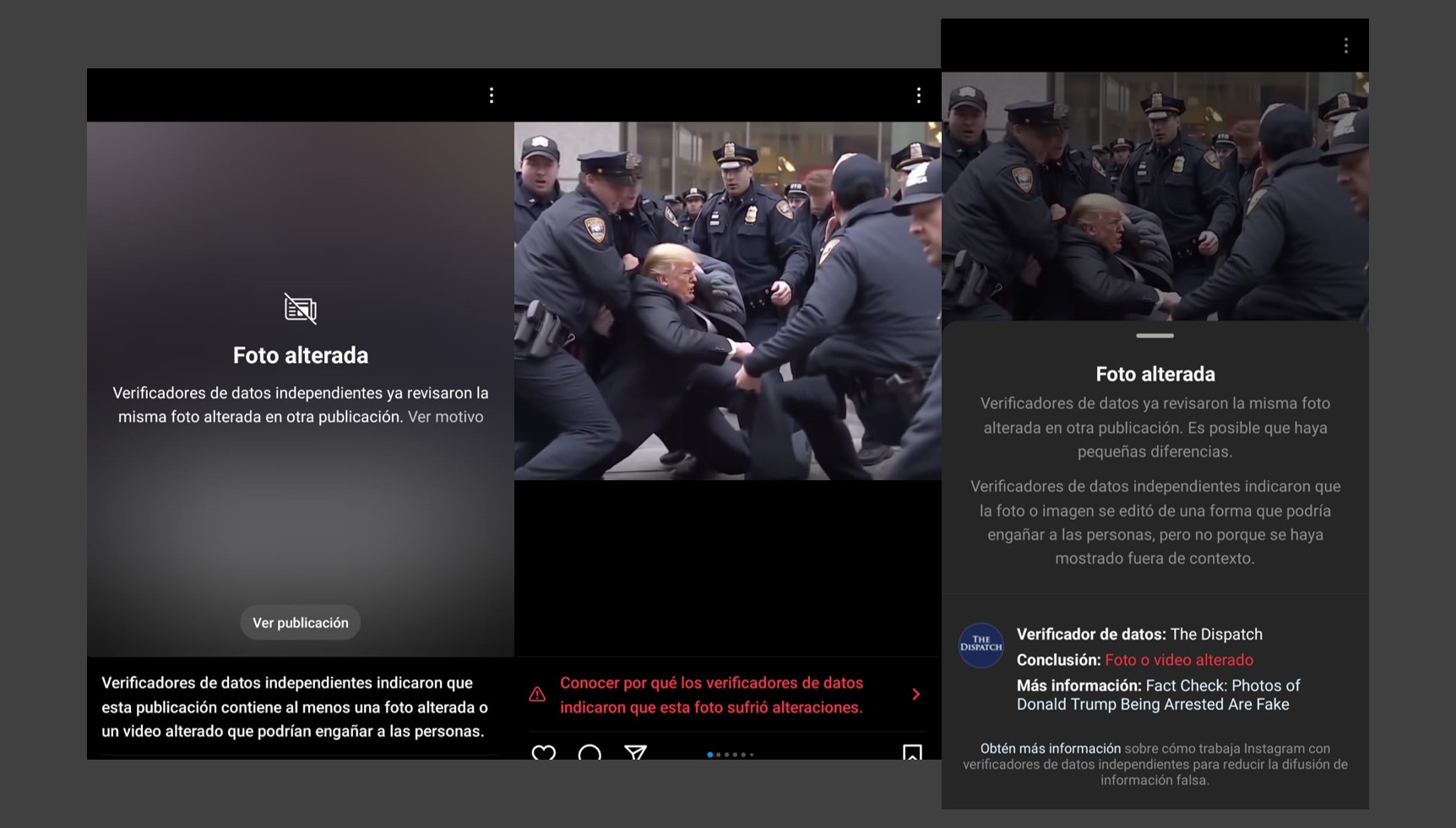 Verificación de imágenes generadas con inteligencia artificial en Instagram. (Infobae)