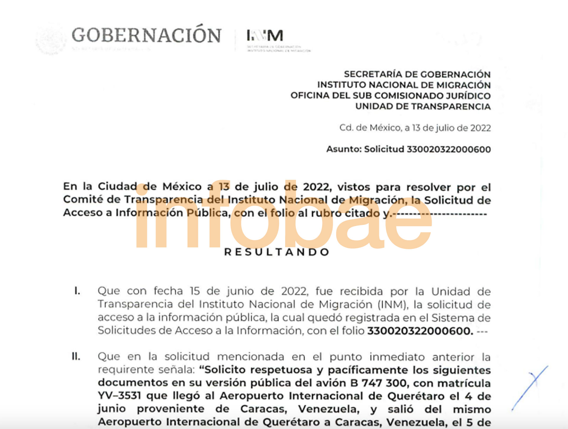El miércoles 13, Migraciones de México respondió un pedido de acceso a la información de Infobae