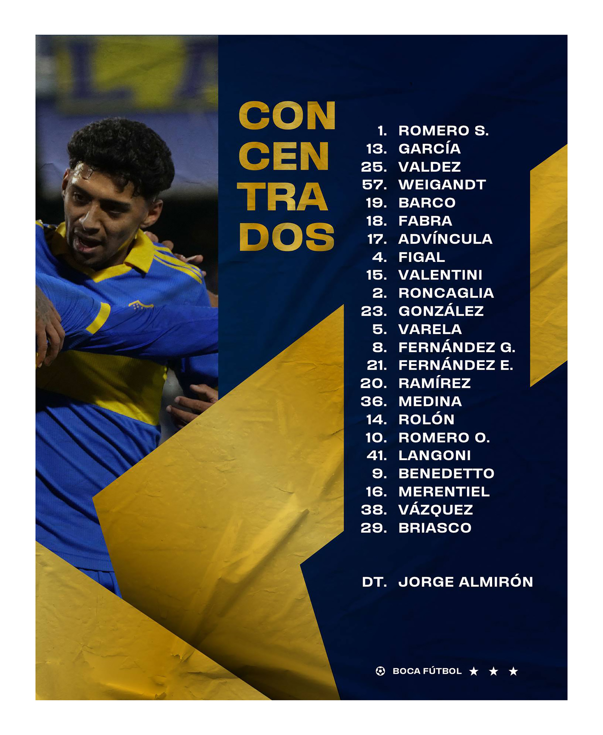 Los convocados por Almirón para el partido ante Colo Colo (@BocaJuniors)