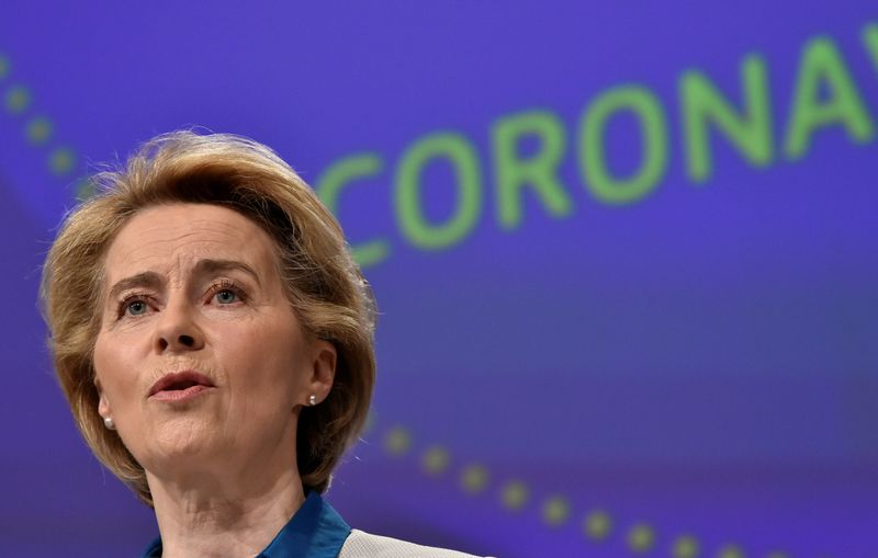 La presidenta de la Comisión Europea, Ursula von der Leyen, presentó en Bruselas la iniciativa de una ayuda especial de 8.000 millones de dólares para el desarrollo de una vacuna contra el coronavirus que sea accesible para todo el mundo. John Thys/Pool vía REUTERS