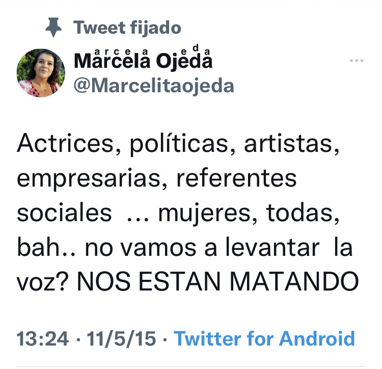 La periodista Marcela Ojeda dice que el tuit con el que llamó a las mujeres a levantar la voz fue escrito a las apuradas, como una botella al mar