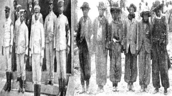 Izquierda: parte del grupo comandado por Torino. Derecha: Algunos de los detenidos menores de edad. 