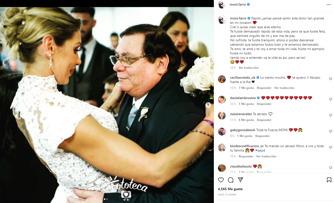 El conmovedor posteo que Mónica Farro le dedicó a su padre