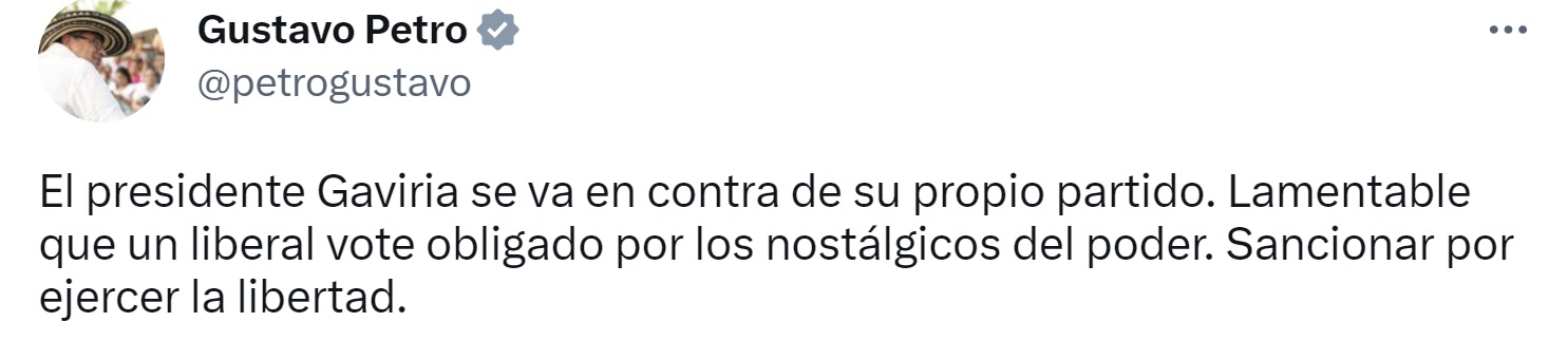 Petro sobre la decisión del partido Liberal de votar no a la reforma a la salud